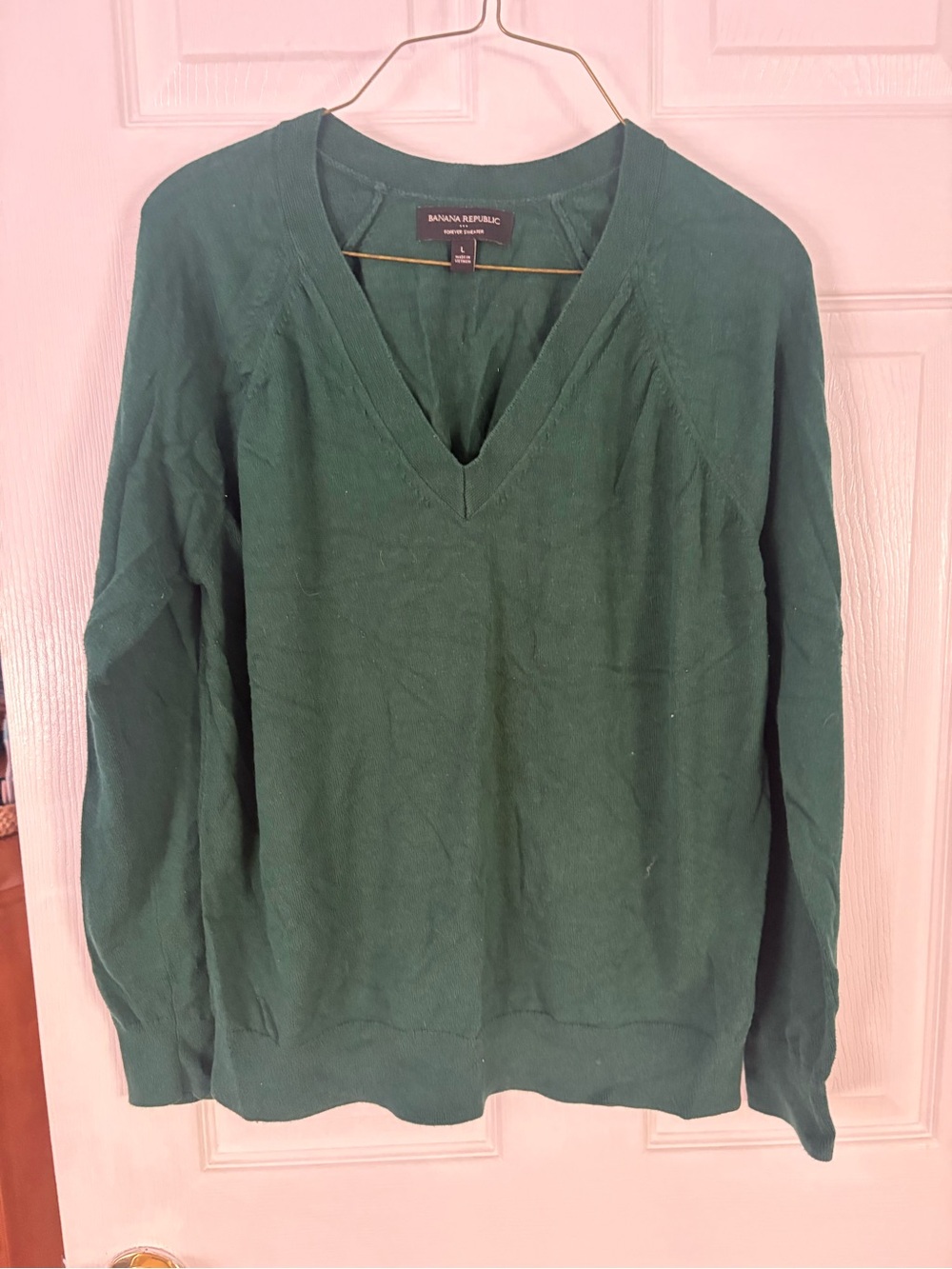 Banana Republic Dark Green V-Neck Sweater